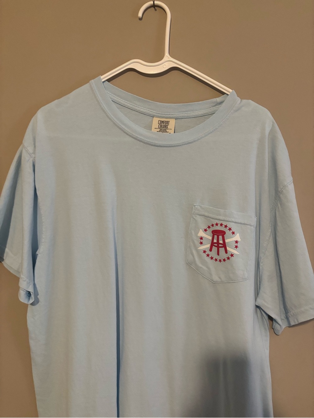 Barstool Golf Pocket Tee  Comfort Colors Light Blue Pocket T-Shirt Foreplay